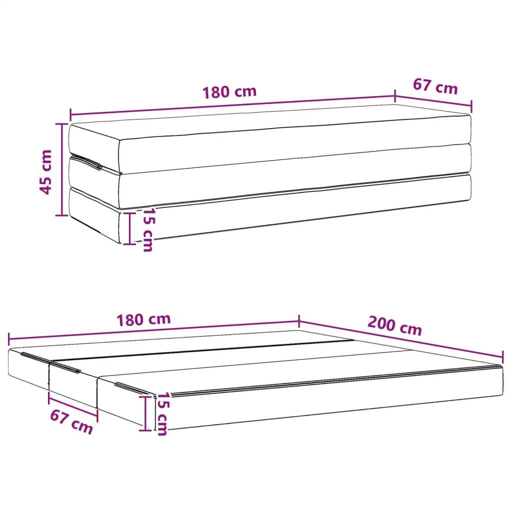 Divano Letto Pieghevole 180 x 67 x 45 cm Blu 900249