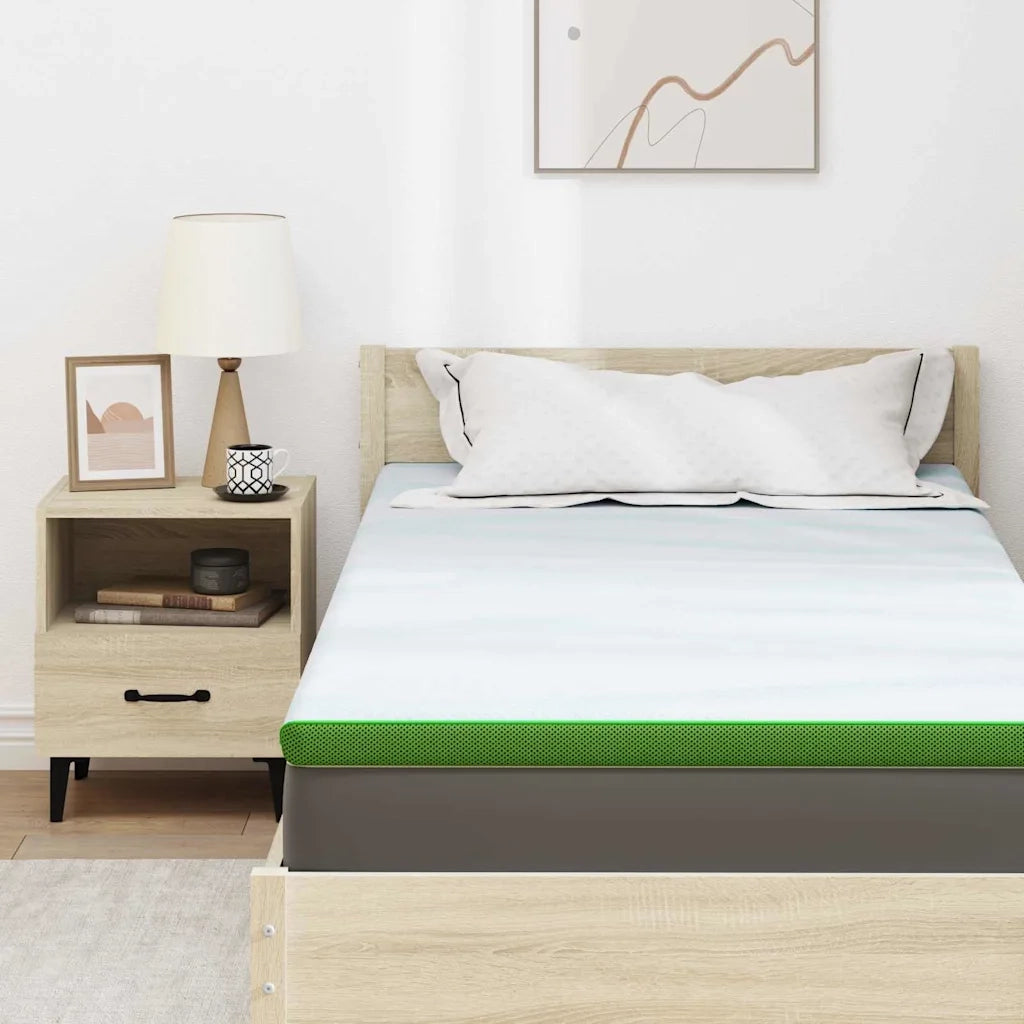 Topper per materasso Bianco e Verde 100 x 200 cm 4106158