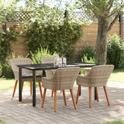Set da Pranzo per Giardino 5 pz Grigio chiaro polyrattan 3261715