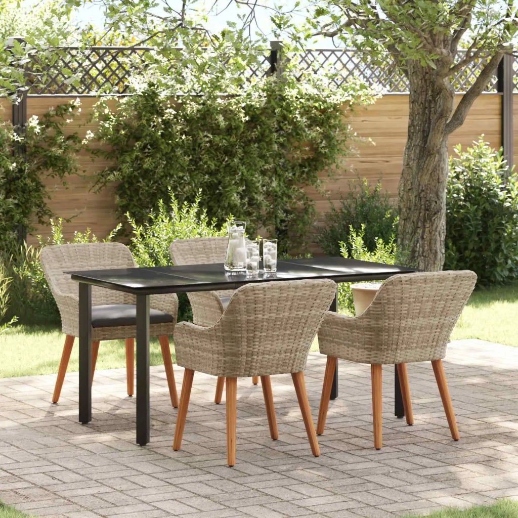 Set da Pranzo per Giardino 5 pz Grigio chiaro polyrattan 3261715