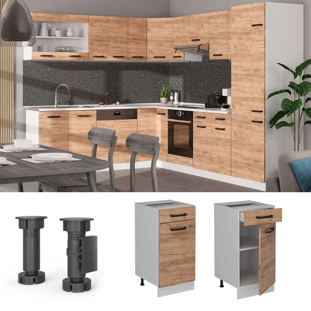 Mobiletto base per cucina R-Line Rovere dorato/Bianco 40 cm PL Antracite Vicco