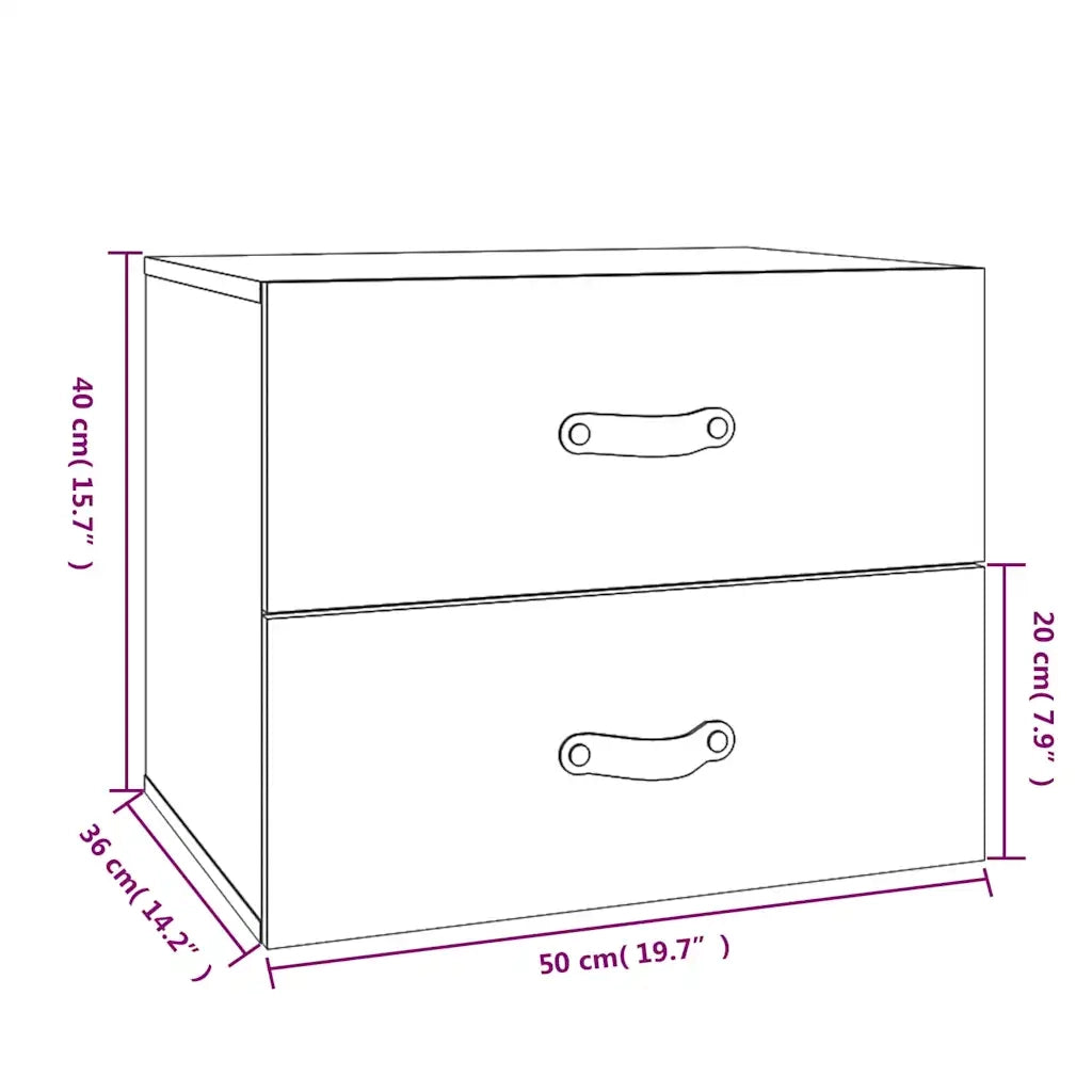 Set di 2 Comodini | Armadio da Notte | Mobiletto da notte a Muro Marrone ambra 50x36x40 cm