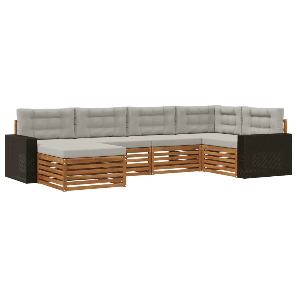 Set di divani da esterno 6 pcs Naturale e Grigio Chiaro 3383574
