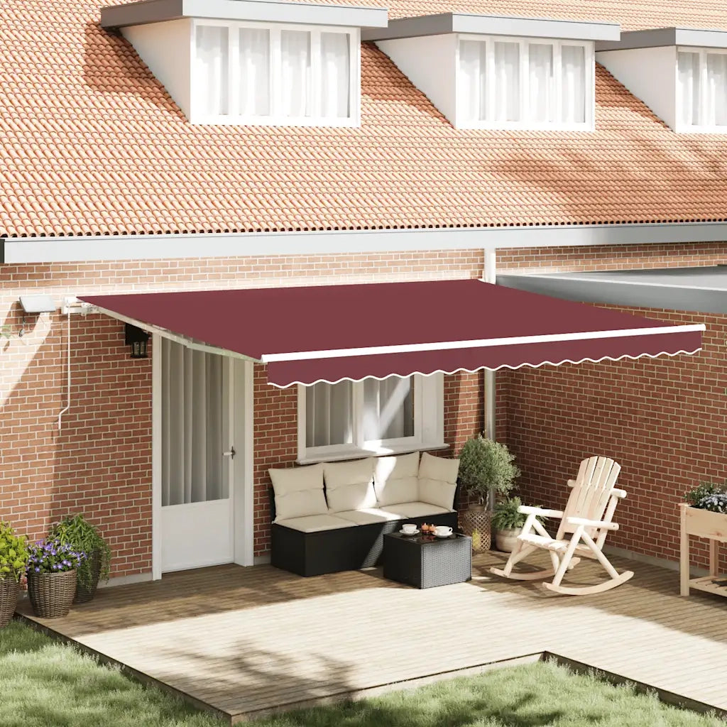 Tenda da Sole Retrattile Manuale con LED Bordò 450x300 cm 3214976