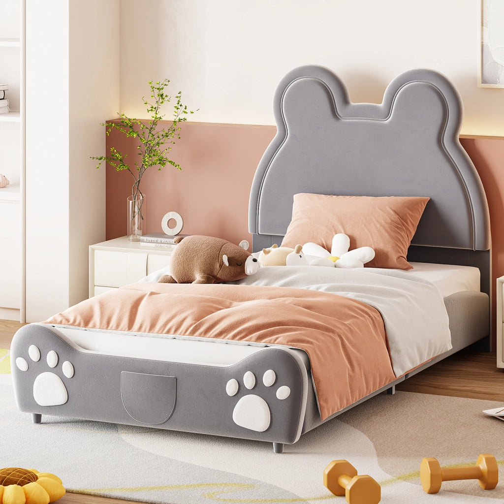 letto imbottito velluto grigio 90 x 200 cm