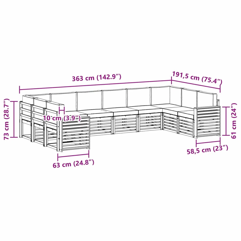 Set di divani da esterno 10 pcs Bianco e Beige 3392593