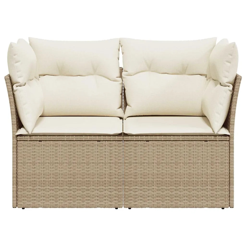 Divano da Giardino con Cuscini a 2 Posti Beige in Polyrattan 366075