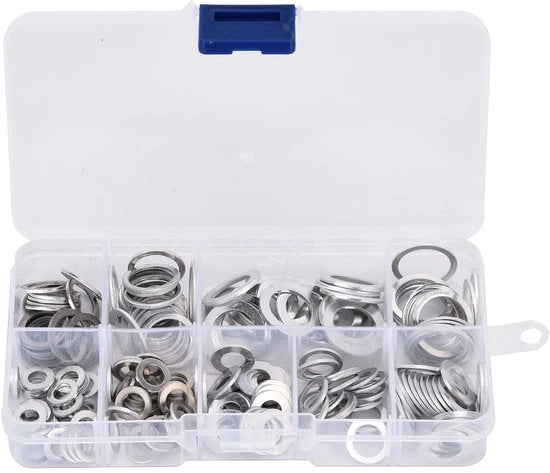 Set di O-ringen in alluminio da 200 - Alta Resistenza a Temperature Elevate - 9 Dimensioni Ammissibili - Manutenzione della Tenuta - Ampia Applicazione - Gomme di Tenuta