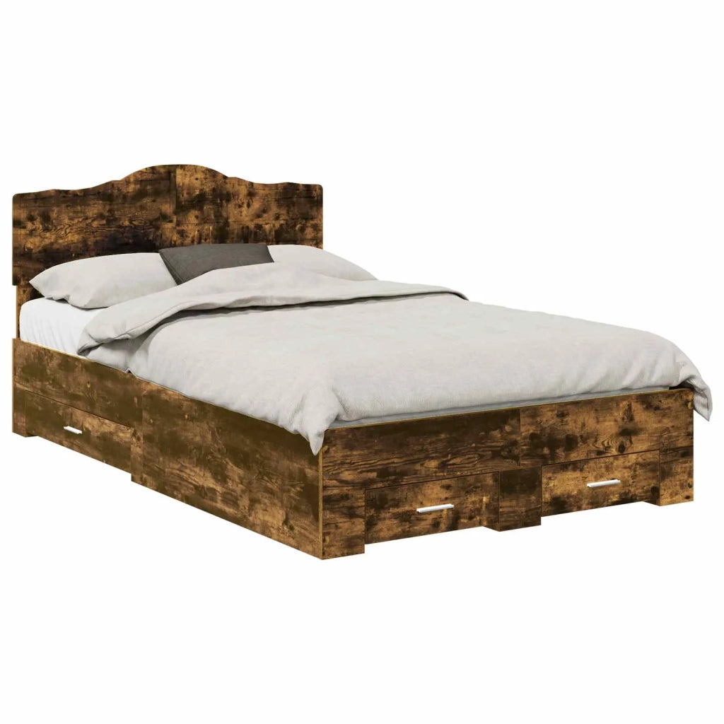 Letto matrimoniale | Letto per adulti | Struttura del letto Rovere fum¨¦ 120 x 190 cm Legno multistrato