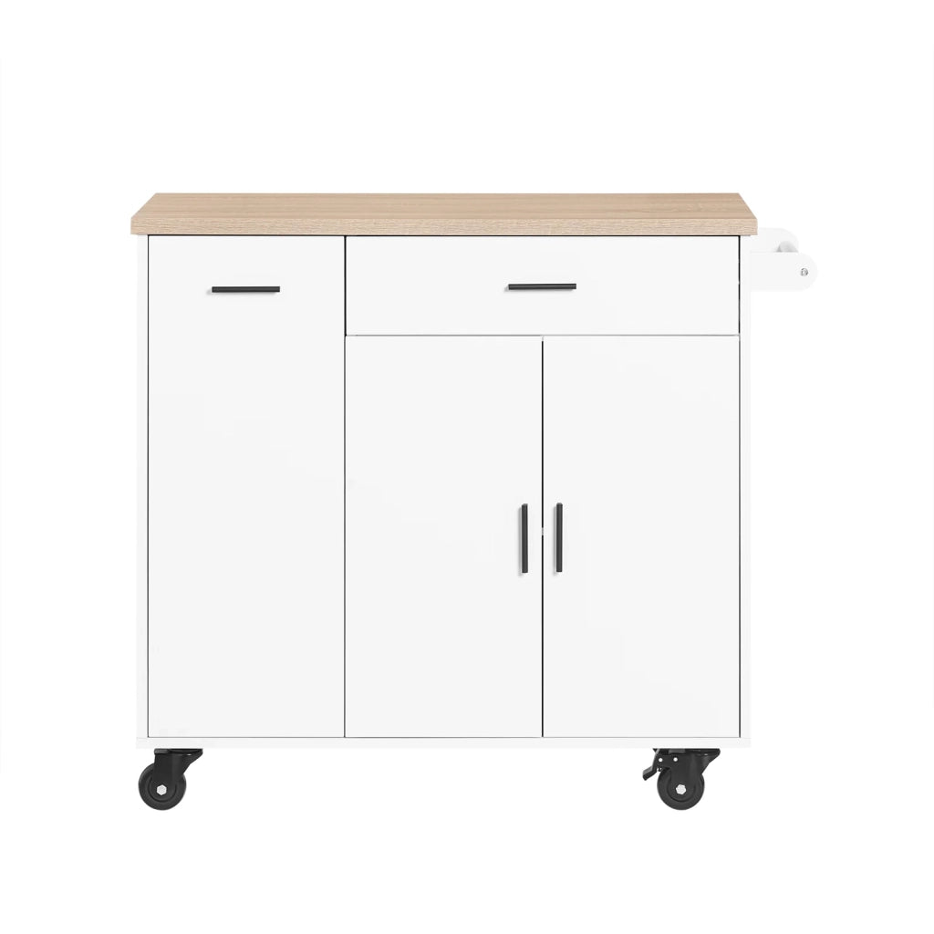 Mobile da cucina Isola cucina con 2 ante e 2 cassetto Credenza buffet Carrello cucina 105x46x92 cm FKW126-WN
