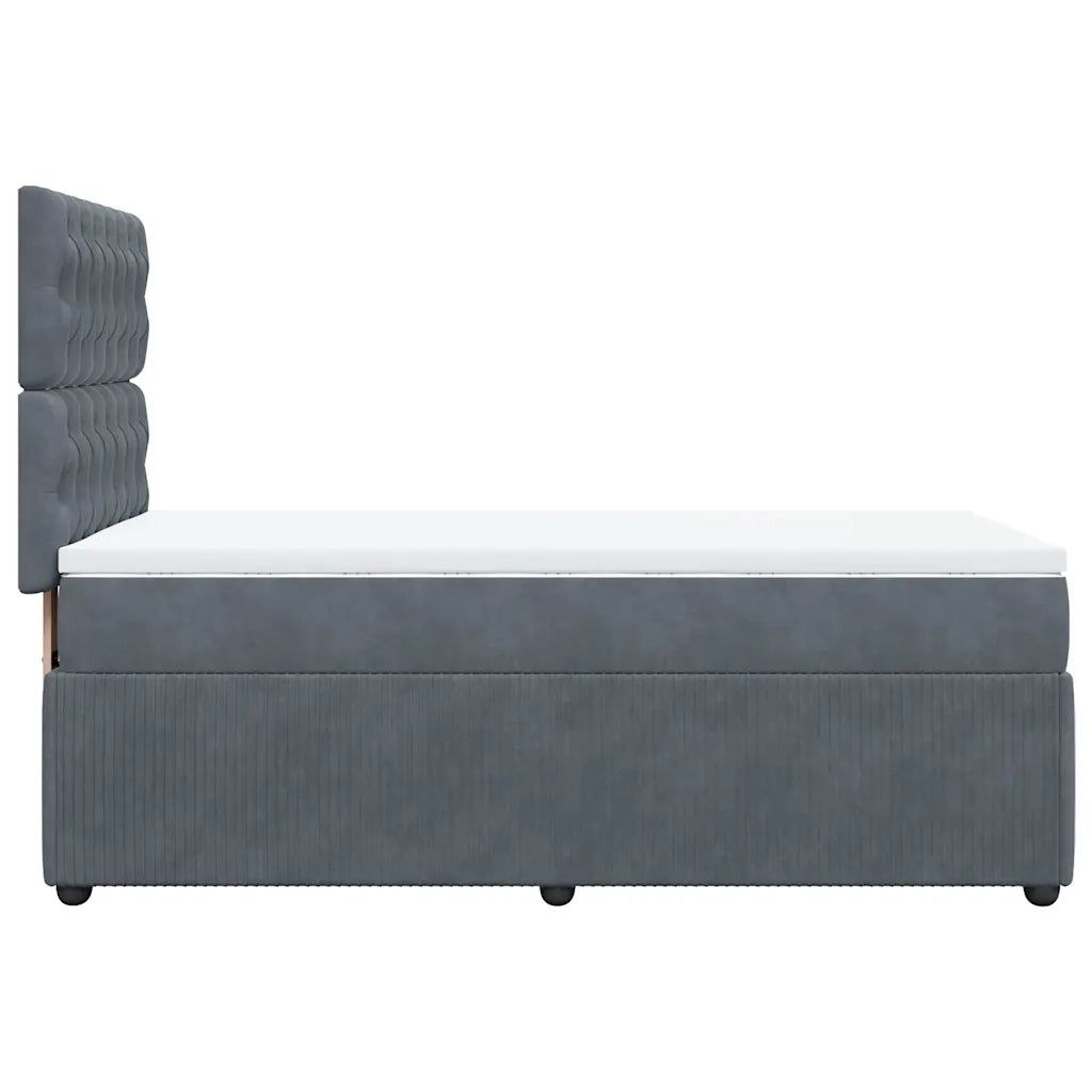 Giroletto a Molle con Materasso Grigio Scuro 90x200 cm Velluto