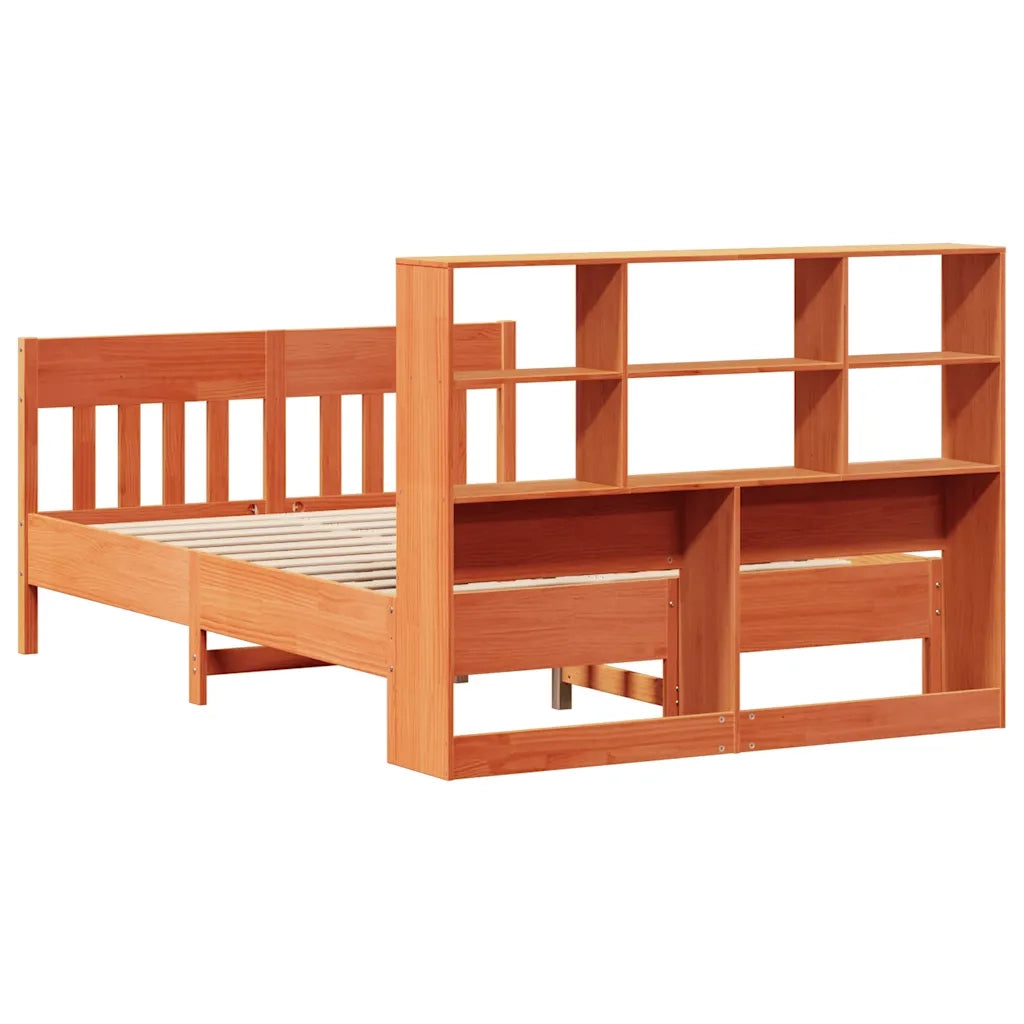 Letto matrimoniale | Letto per adulti | Giroletto senza Materasso Marrone Cera 140x200cm Massello Pino