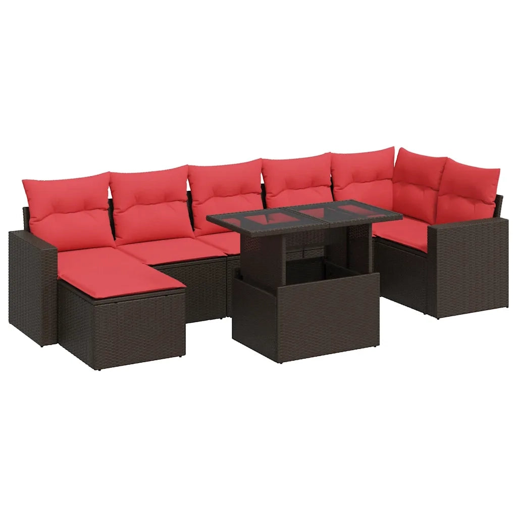 Set Divani Giardino 8 pz con Cuscini Marrone Polyrattan Acacia 3326365