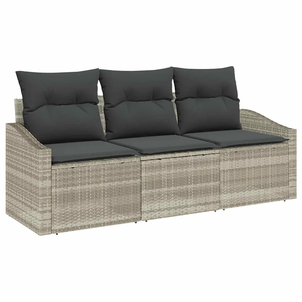 Set Divano da Giardino 3 pcs Grigio chiaro polyrattan 3355251
