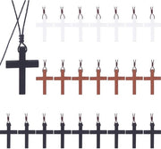 Supporto a Croce in Legno - 30 Pezzi - Catenaccio Regolabile - Croci Religiose - Legno - Progetto Classico - Corda in Nylon Tessuta a Maglia - Rosario