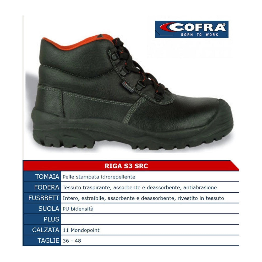 Trade Shop - Scarpe Antinfortunistiche Riga Alta In Pelle S3 Src Cofra Linea First Protettiva -
