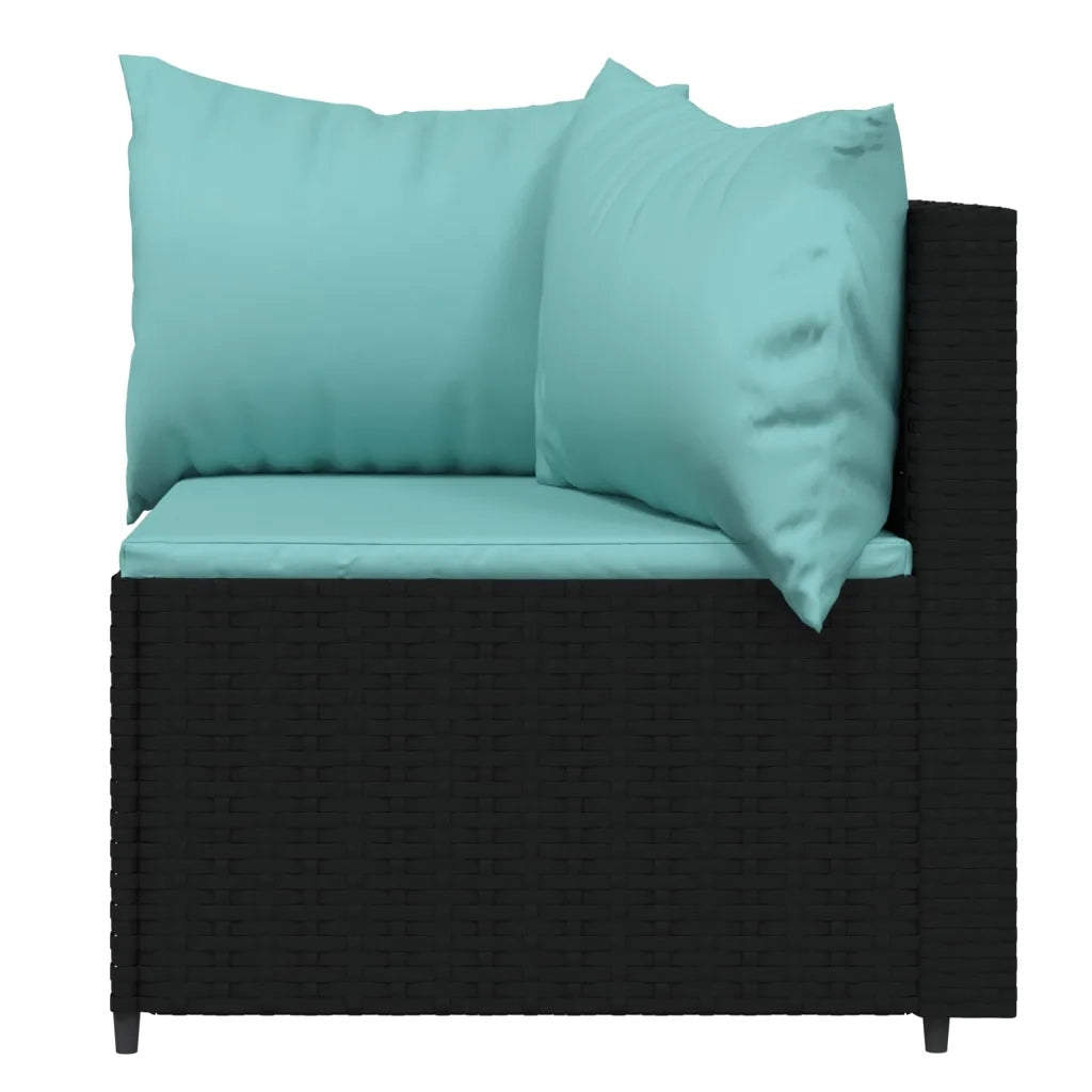 Set Divani da Giardino 4 pz con Cuscini Nero in Polyrattan 319808