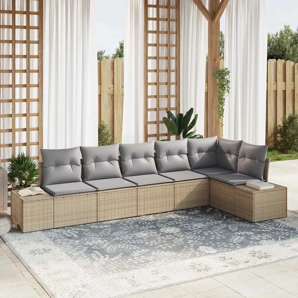 Set Divano da Giardino 6 pcs Beige e grigio polyrattan 3347080
