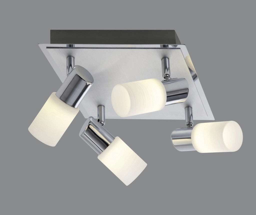CLAPTON PLAFONIERA 4 SPOTS LED 4,3W · 4x 430lm, 3000K ALLUMINIO 23X23CM