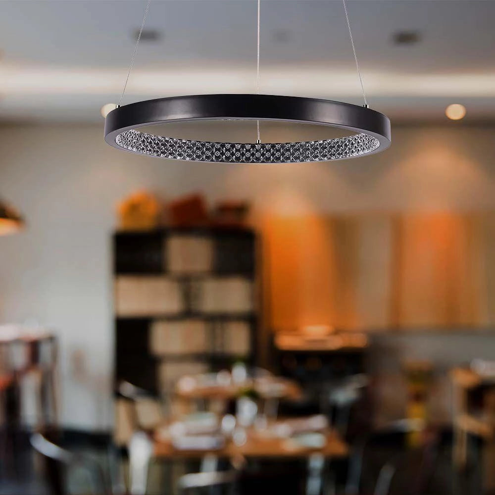 Lampada a sospensione LED anello nera 3000K V-TAC VT-7823