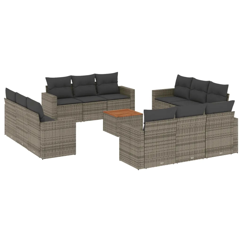 Set Divani da Giardino 13 pz con Cuscini Grigio in Polyrattan 3224058