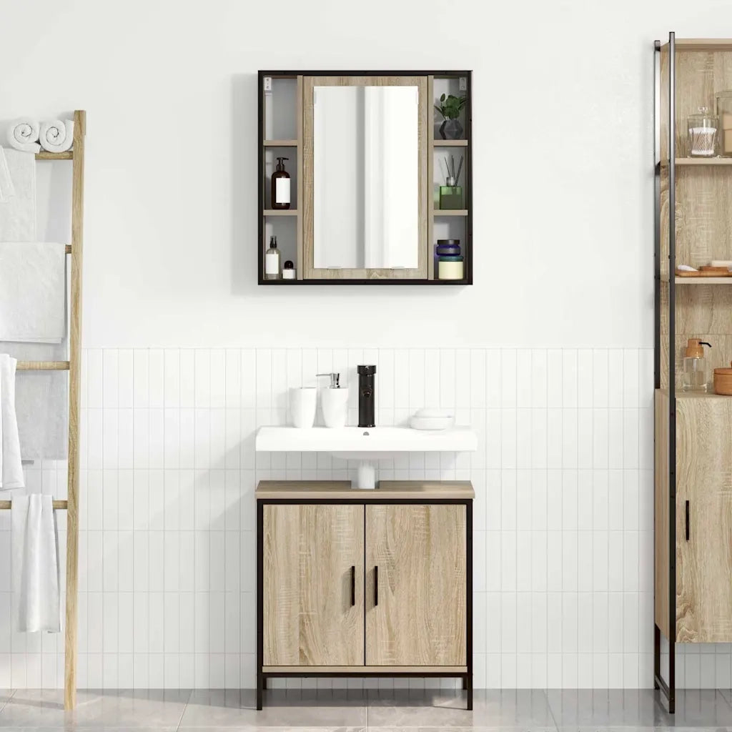 Set di mobili per il bagno 2 pcs Marrone Legno multistrato 3345128