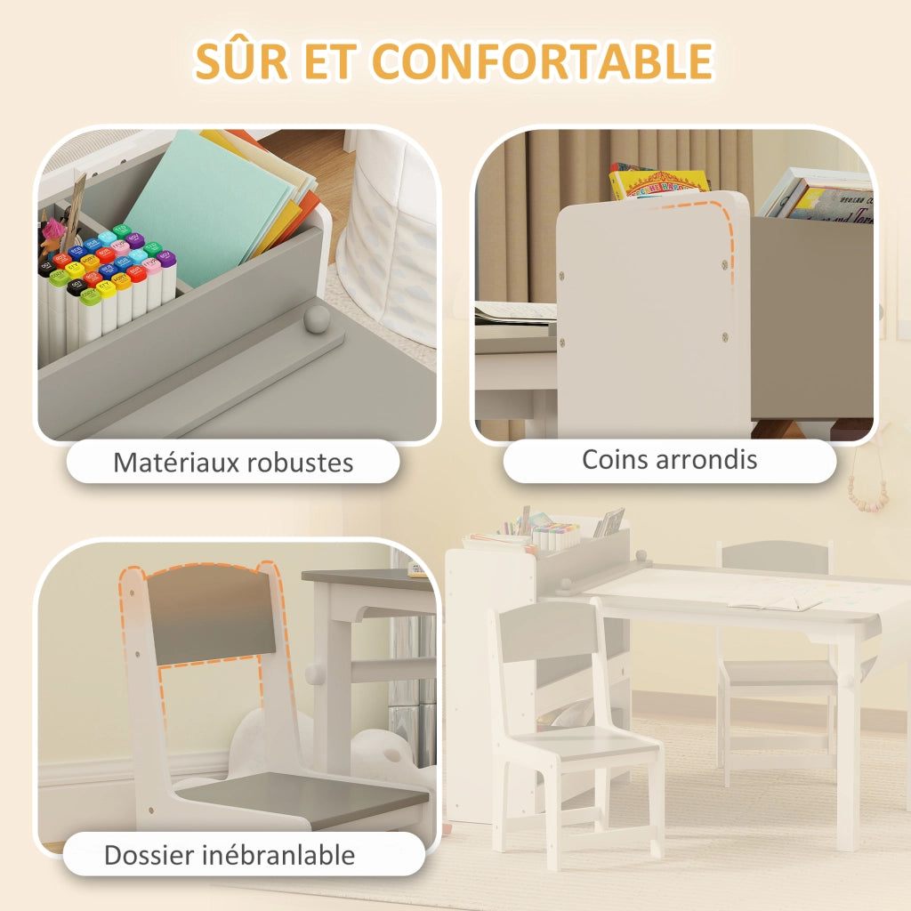 Tavolo con 2 sedie bambini in legno ¨C Minimal ¨C grigio
