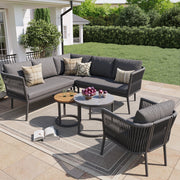 Set da giardino per 5-6 persone - Zephmum- Modulare, resistente all'acqua, grigio