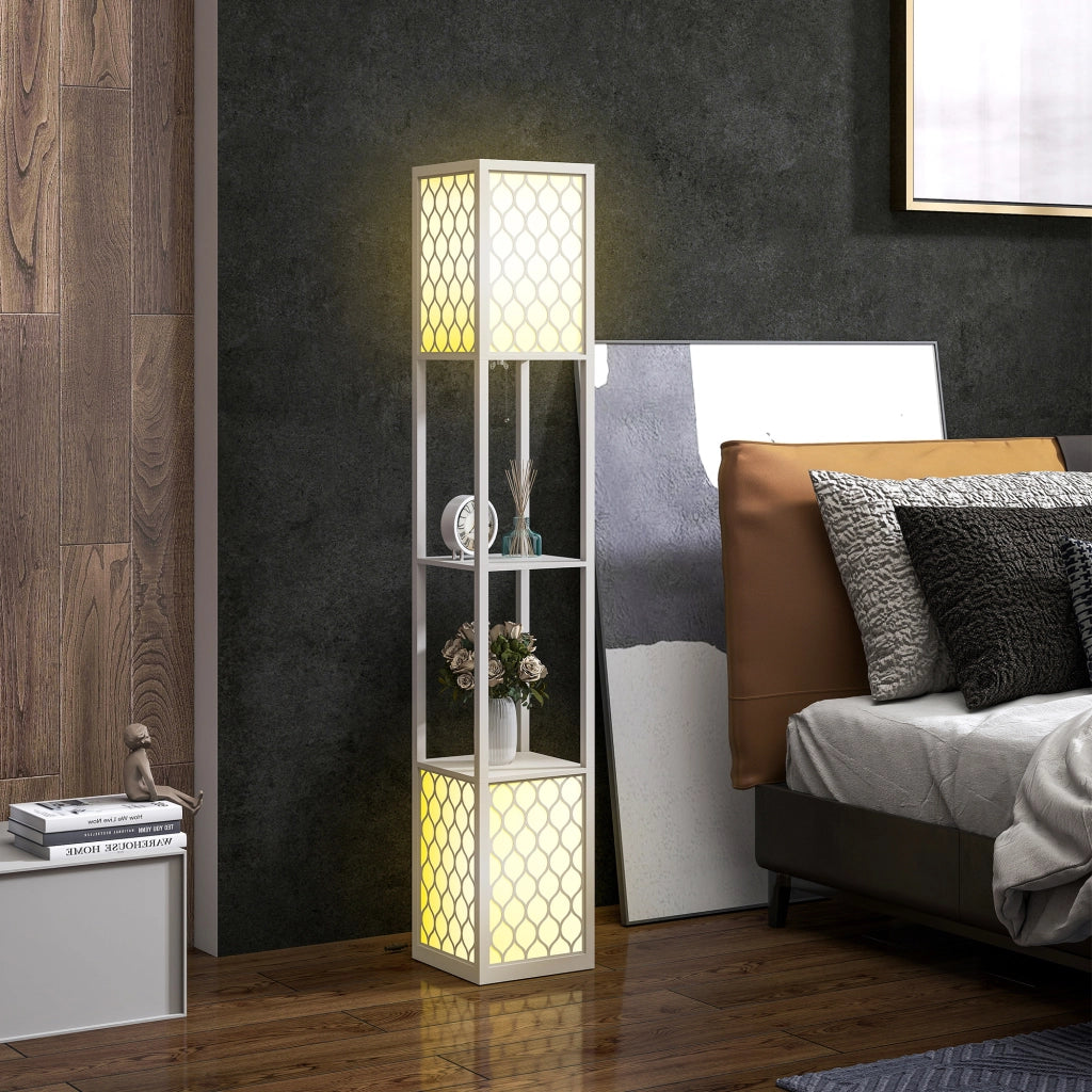 Lampada da terra moderna con 2 ripiani ¨C Xylo ¨C Nero e Bianco 26x26x156 cm