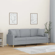 Divano a 3 Posti con Cuscini-Sofa 3 Posti con Cuscini Grigio Chiaro 180 cm in Tessuto 102724