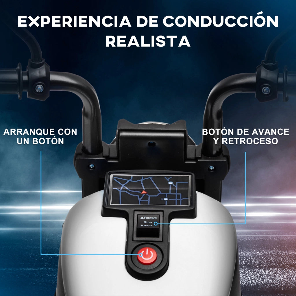 Moto Elettrica per Bambini 18-36 Mesi ¨C Xylo ¨C Batteria 6V Bianco con Ruote Ausiliarie