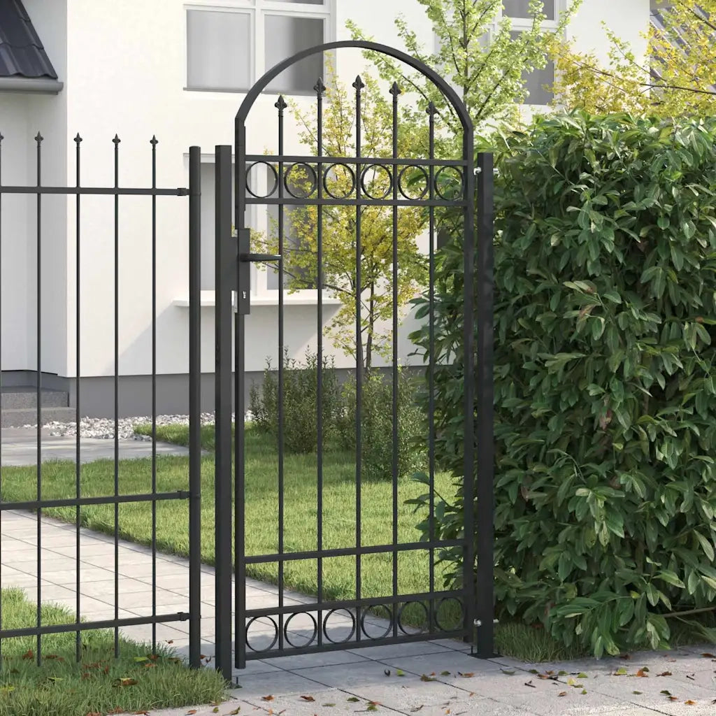 vidaXL Cancello per recinzione Grigio 102 x 200 cm Acciaio