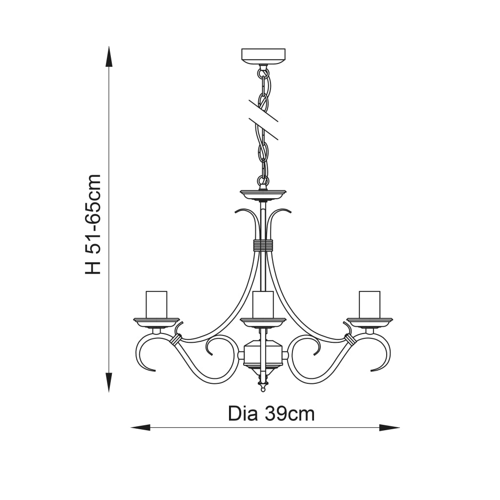 Lampadario Bernice ottone anticato 3xE14 dimmerabile Endon