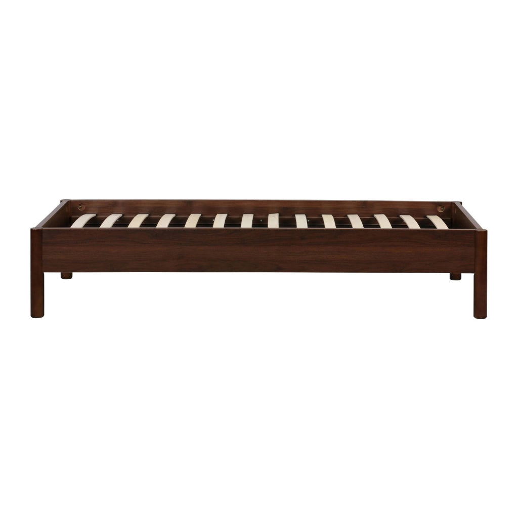 Letto con rete a doghe 90x190cm decorazione legno, noce