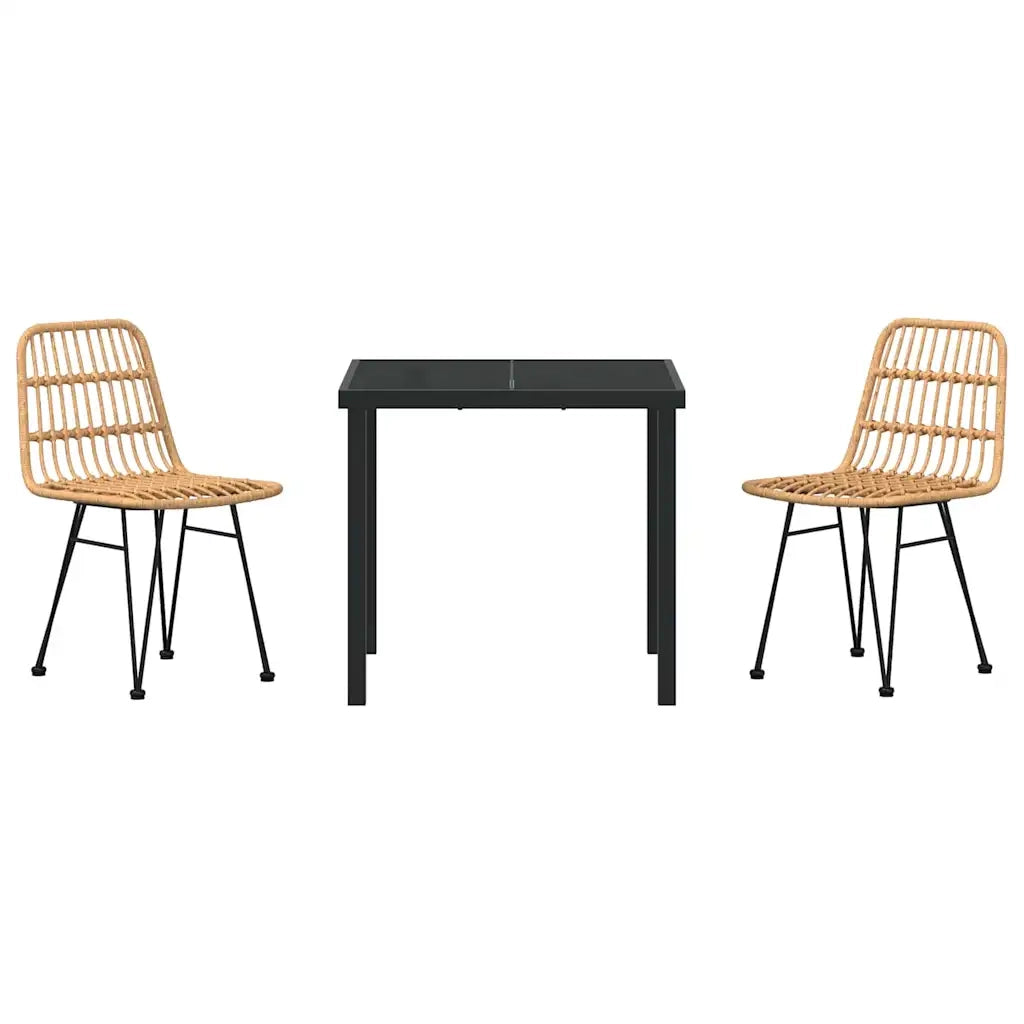 Set da Pranzo per Giardino 3 pcs Marrone