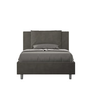 BS COM Letto una piazza e mezza senza rete imbottito 110x200 microfibra grigio