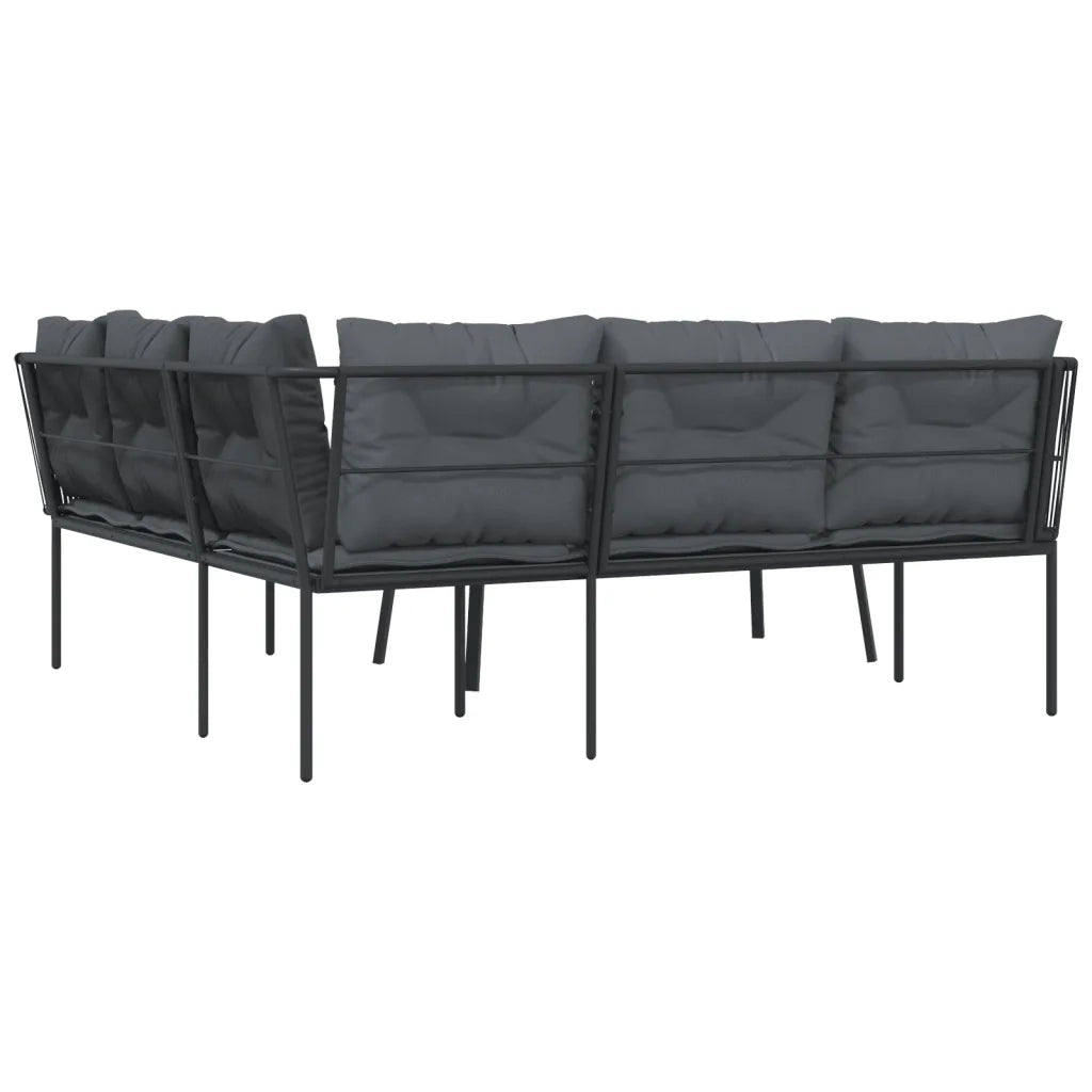 Set Divano da Giardino con Cuscini Nero Acciaio e Textilene 3283745