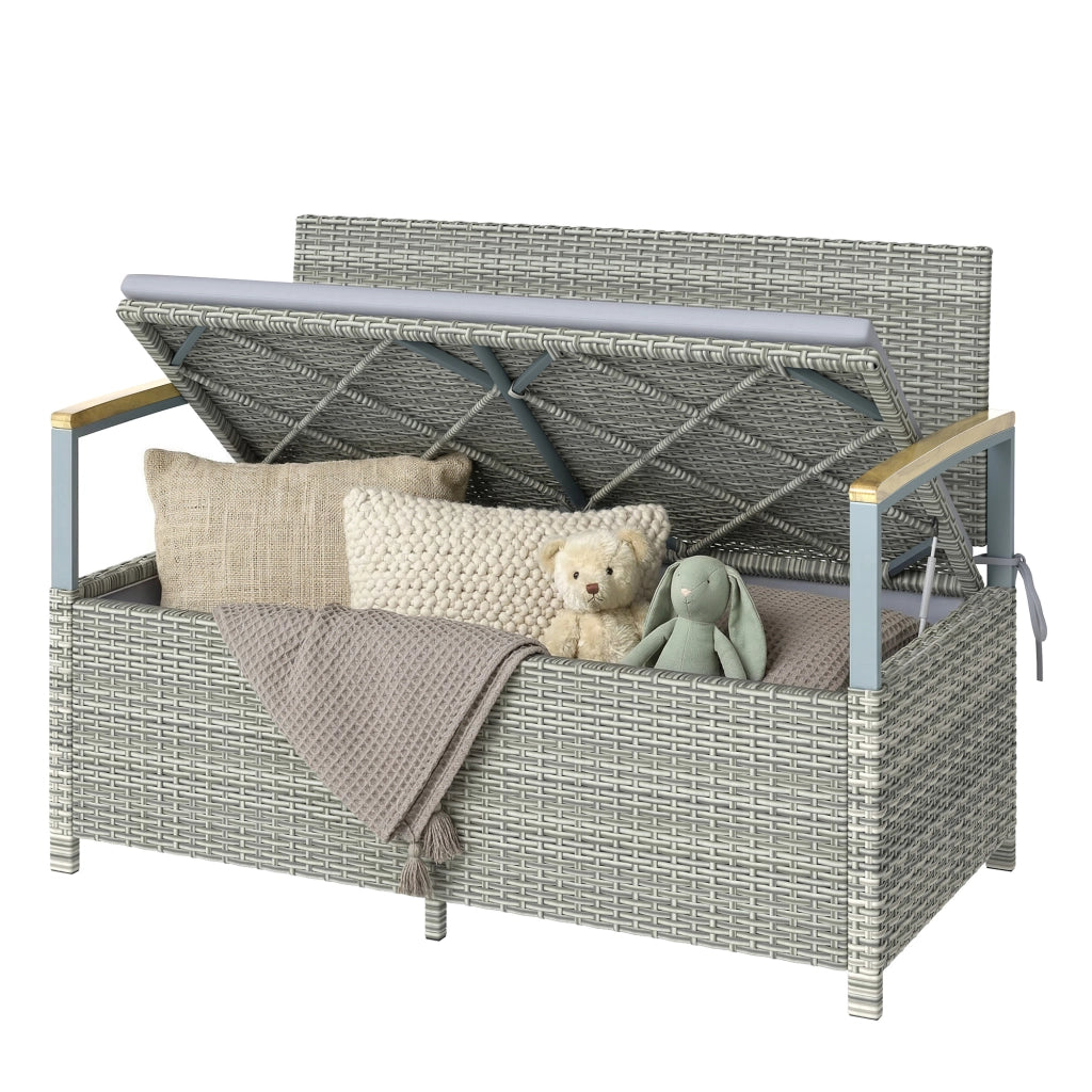 Panchina da Giardino con Cassapanca ¨C Minimal ¨C Grigio Resina 120x60x84cm
