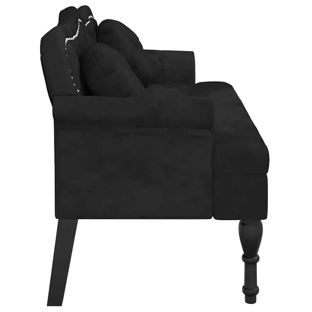 Panca con Cuscini Nera 120,5x65x75 cm in Velluto