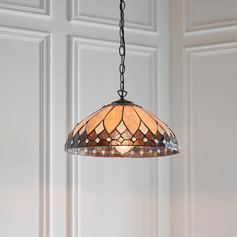 Lampada a sospensione BROOKLYN Tiffany vetro multicolor E27 60W