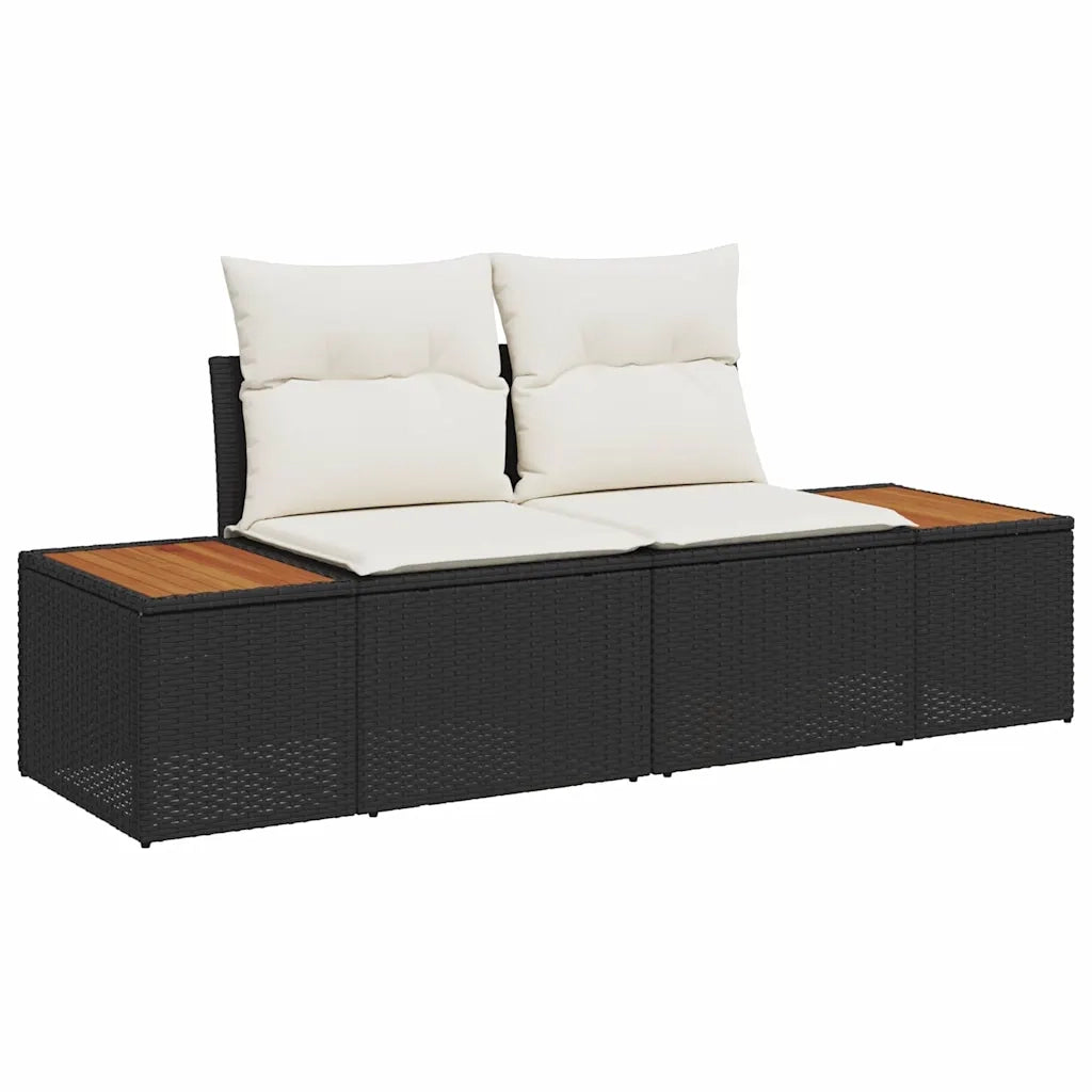 Set Divano da Giardino 9 pcs Nero polyrattan