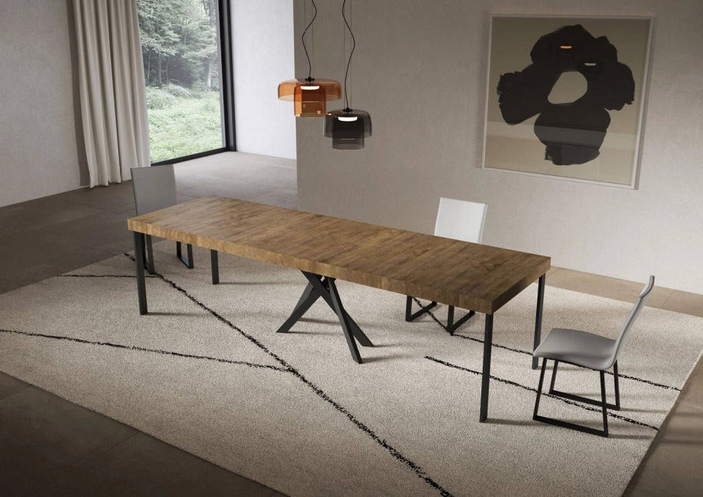 Consolle allungabile 90x40/300 cm Saki Premium noce gambe antracite