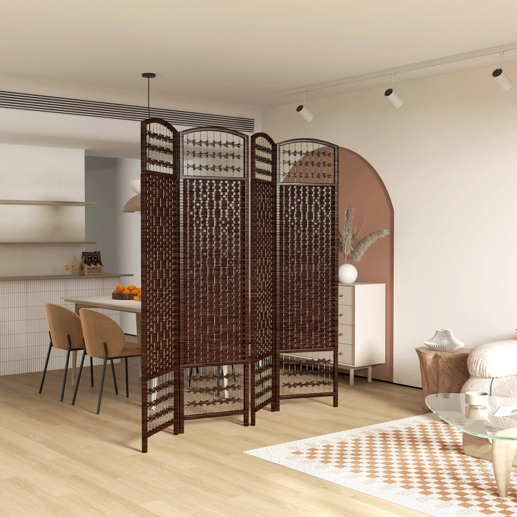 Paravento Divisorio 4 Pannelli ¨C Xylo ¨C Legno Marrone 160x170 cm