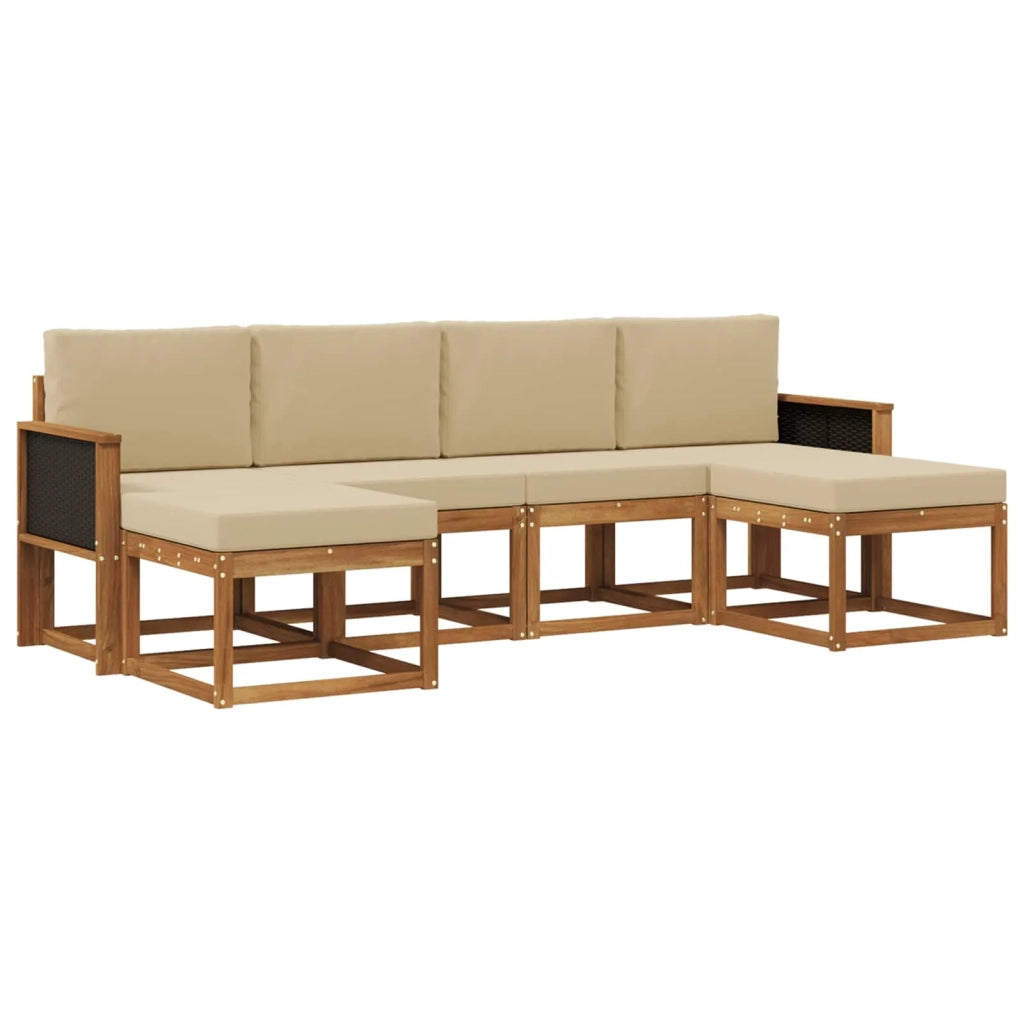 Set di divani da esterno 6 pcs Naturale e Beige Poliestere 3385424