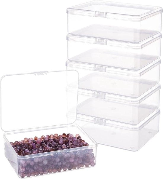 Scatole di plastica rettangolari - scatola trasparente con coperchi - 6 pezzi - per perle e pillole
