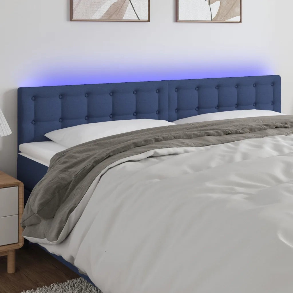 Testiera | Testata a LED Blu 200x5x78/88 cm in Tessuto