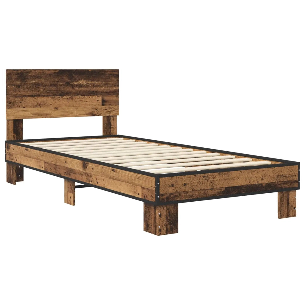 Struttura letto con testata-Giroletto Legno antico 80 x 200 cm 591272