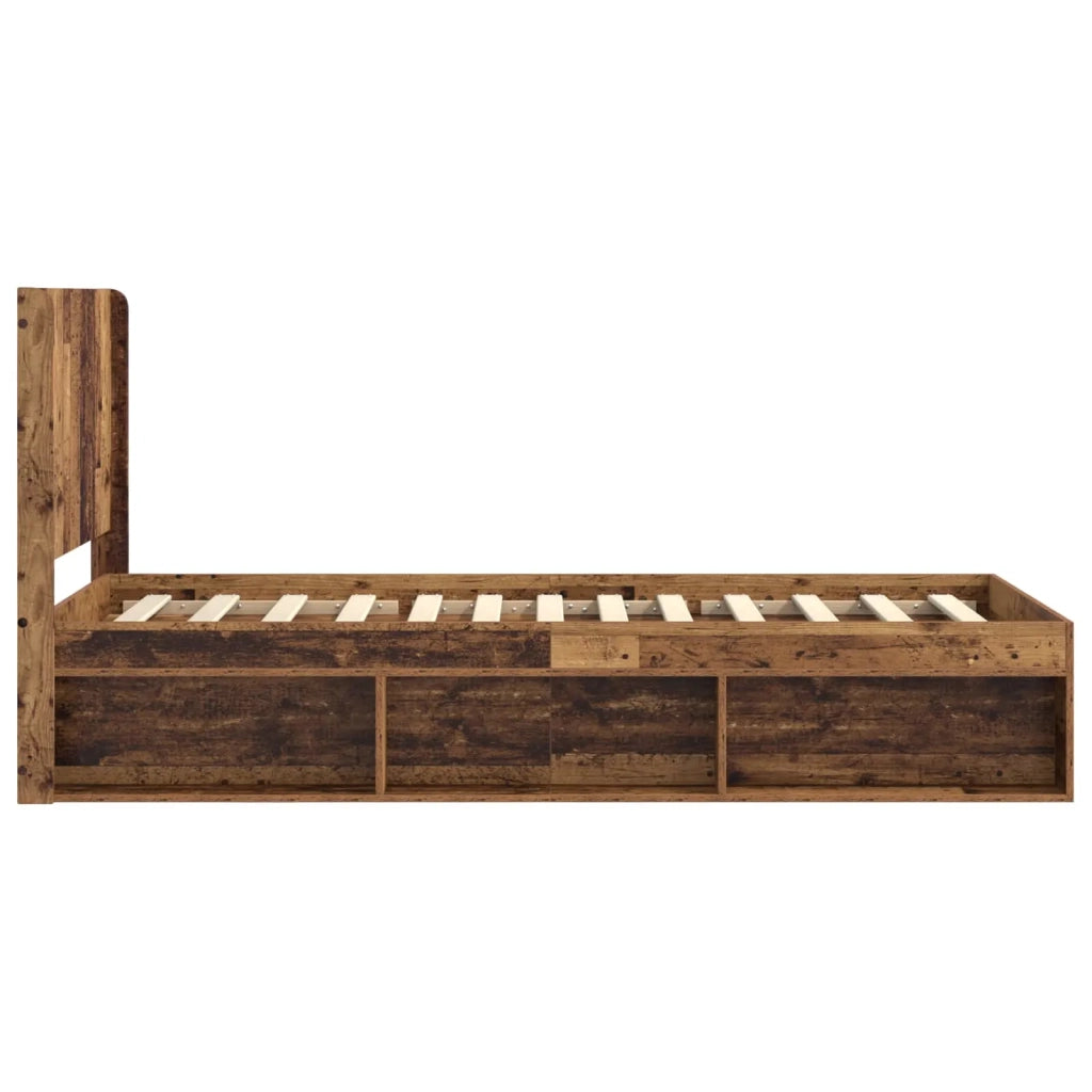 Struttura del letto con stoccaggio e testata Legno antico 3413915