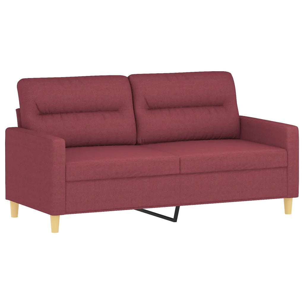 Set di Divani 3 pz con Cuscini Rosso Vino in Tessuto 3201582