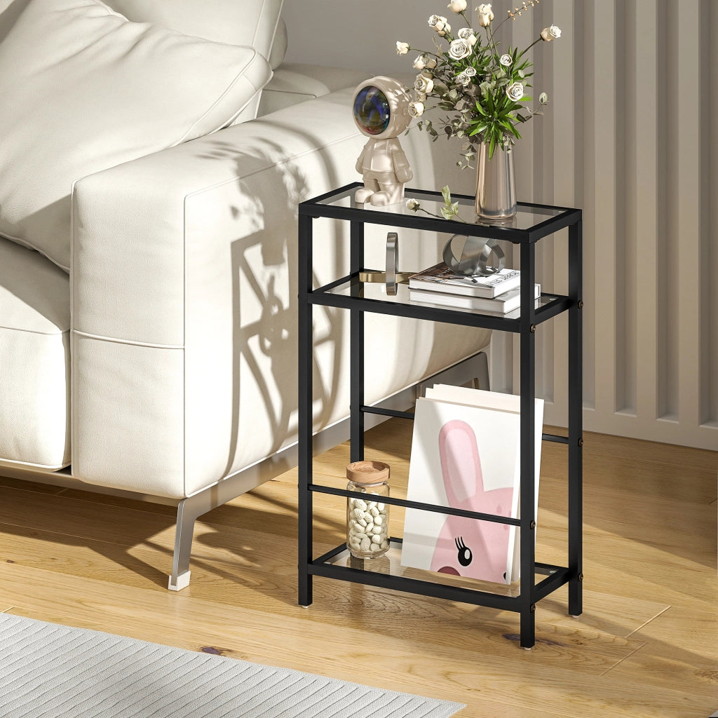 Libreria a scaffali con ripiani in vetro ¨C zephmum ¨C nero 18 cm